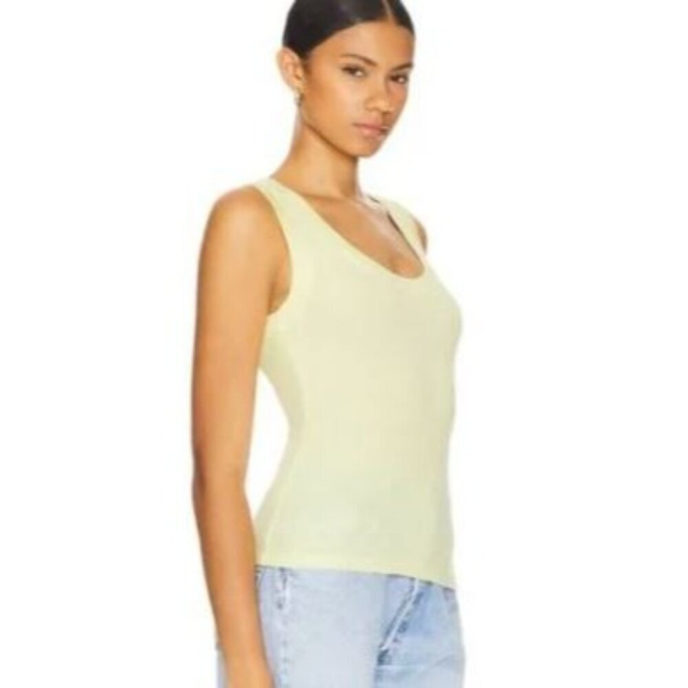 Favorite Daughter Women's Ribbed Tank Limeade Yellow Sleeveless Top XL NEW
